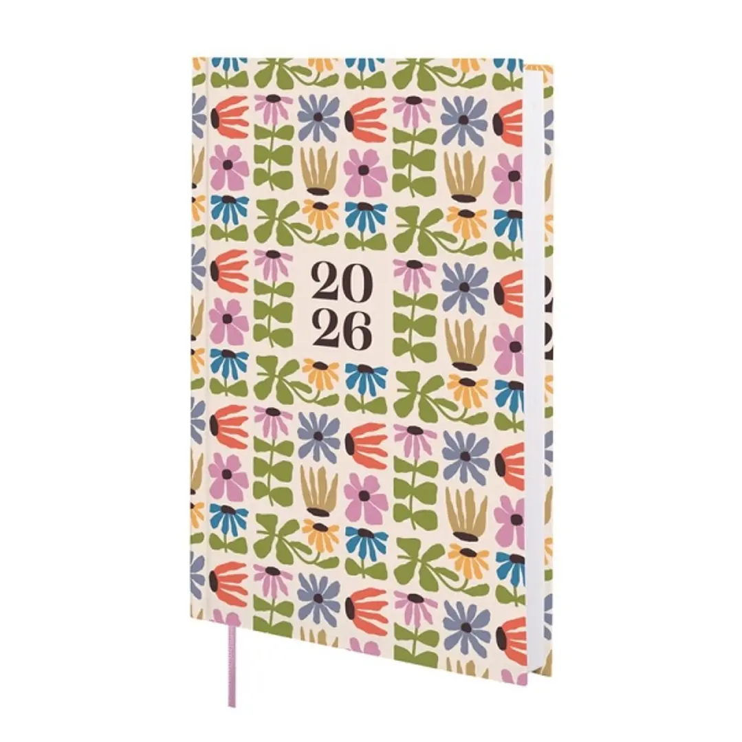 Finocam Dynamic Porto Design Agenda - Anual 2026 - Tapa Dura - Formato Y10 - 145x23x210mm - 1 Dia por Pagina - Tematica de Flores 1