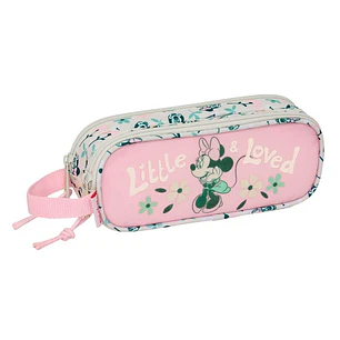 Safta Minnie Mouse Minty Portatodo - 2 Compartimentos con Cremalleras - Asa Lateral - 1L - 210x60x80mm - Color Rosa Pastel