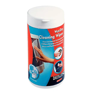 Esselte Bote de 50 Toallitas Secas y 50 Toallitas Humedas para Pantallas, Superficies Plasticas, Impresoras, Teclados, Telefonos y Equipos de Oficina