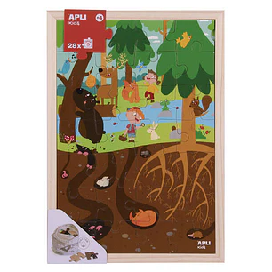 Apli Kids Puzle de Niveles el Bosque - 254x5x376 mm - Diseño Infantil y Colorido - Piezas Resistentes y Seguras - Mejora la Concentracion y la Percepc