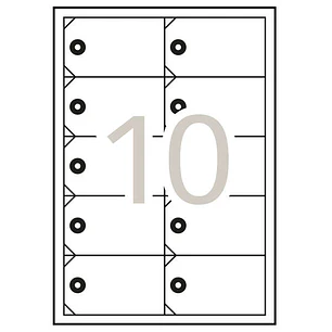 Apli Pack de 100 Etiquetas Colgantes Imprimibles 98x57mm - 10 Hojas x 10 Etiquetas - Cartulina Microperforada de 200g/m² - Color Blanco