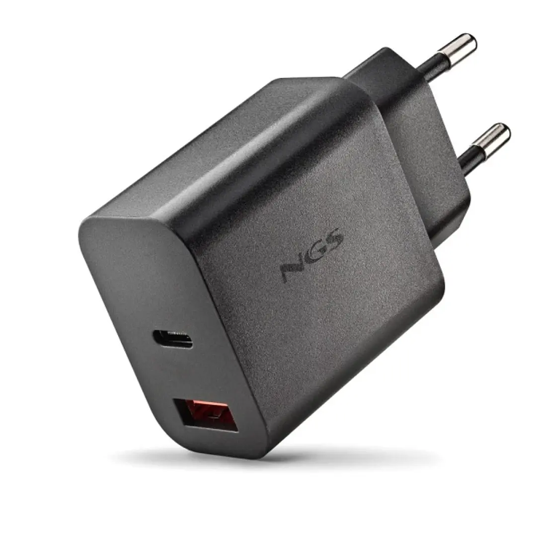 NGS ERA 30W Cargador de Pared Ultrarrapido GaN - 1 USB-C y 1 USB-A - Color Negro 1