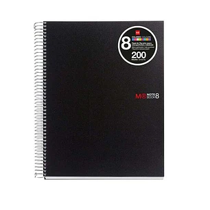 Miquel Rius Notebook8 Cuaderno de Espiral Formato A5 - 200 Hojas de 70 gr Microperforadas con 4 Taladros - Cubiertas de Polipropileno - Cuadricula 5x5