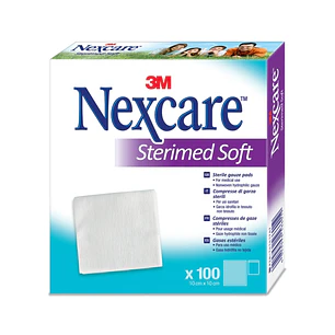Nexcare Sterimed Pack de 100 Compresas de Gasa No Tejida - 10x10cm - Esteril - Transpirables - Color Blanco