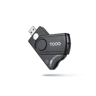 Tooq Lector de Tarjeta Inteligente y DNI + SIM, SD y SF - USB-A - Compatible con DNI 4.0 y Documento de Identidad de Portugal - Color Negro