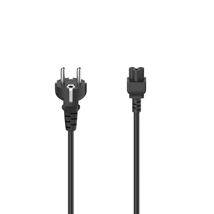 Hama Essential Cable de Alimentacion - Macho Schuko - Hembra Trebol - Longitud 1.5m - Seccion 0.75mm2 - Color Negro
