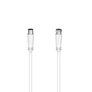 Hama Essential Cable Coaxial de Antena - Longitud 3m- Coaxial Hembra - Conector F Macho - Doble Blindaje - Apantallamiento 90dB - Impedancia 75Ohm - C