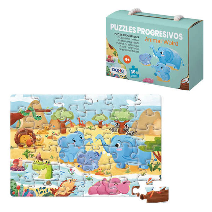 Dohe Puzzle Infantil de 36 Piezas - Tematica Animales - Fabricado en Doble Capa de Carton - Capa Intermedia de Contrachapado - Estimula la Imaginacion 1