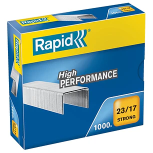 Rapid Strong Caja de 1000 Grapas 23/17 - De 110 a 140 Hojas - Alambre Reforzado Galvanizado - Patilla de 17mm