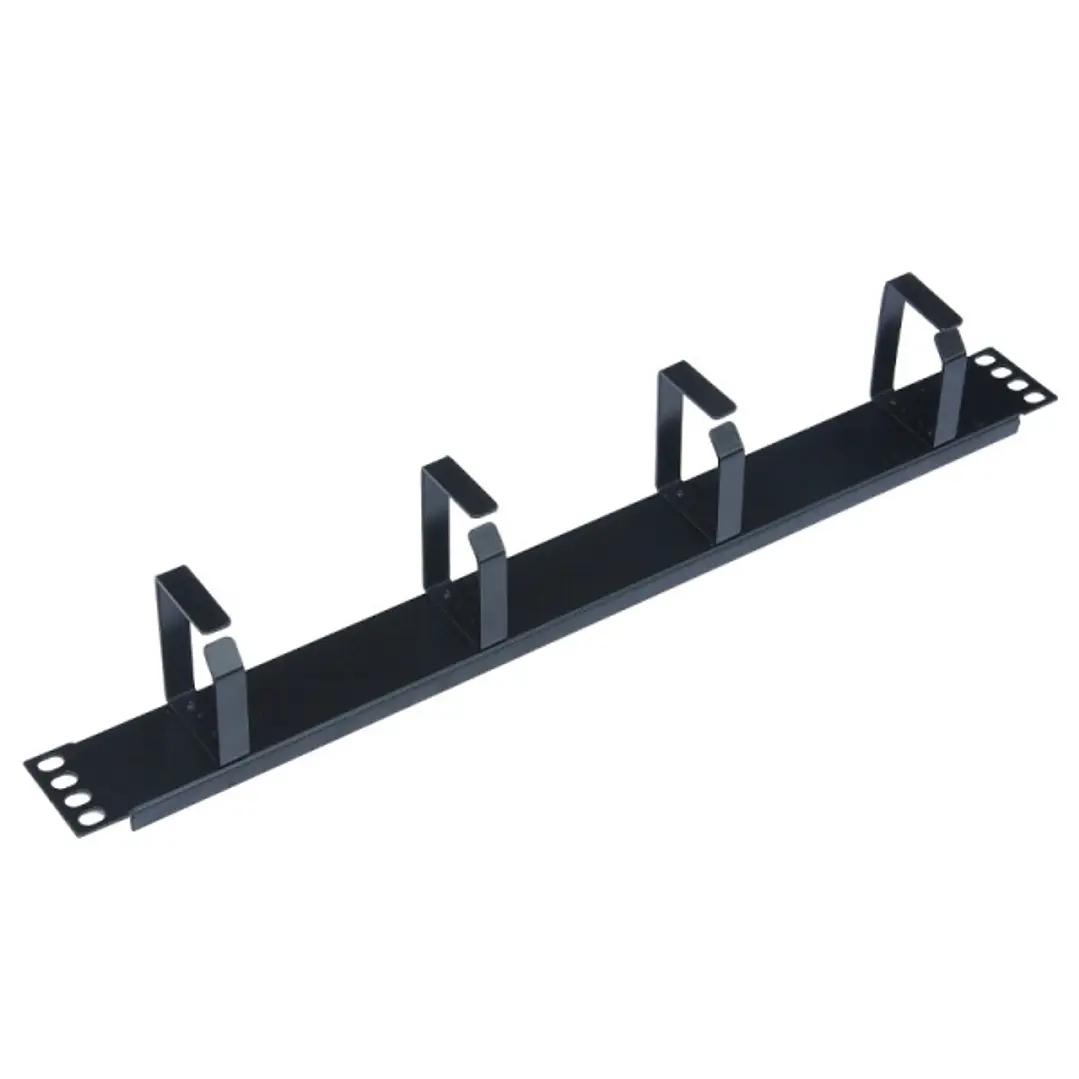 WP Guia 1U Cableado con 4 Anillos - Metalico - sin Tapa - 490x15x55mm - Color Negro 1