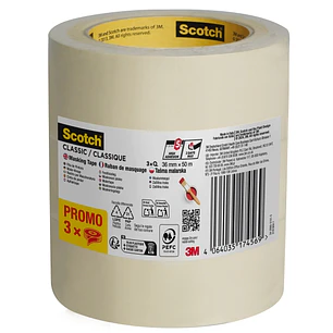 Scotch Classic Cinta de Enmascarar - 36mm x 50m - 70% PEFC - Color Blanco
