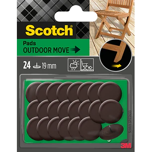 Scotch Pack de 24 Patines Deslizantes con Clavo - Diametro de 19mm - Uso en Exterior - Color Marron