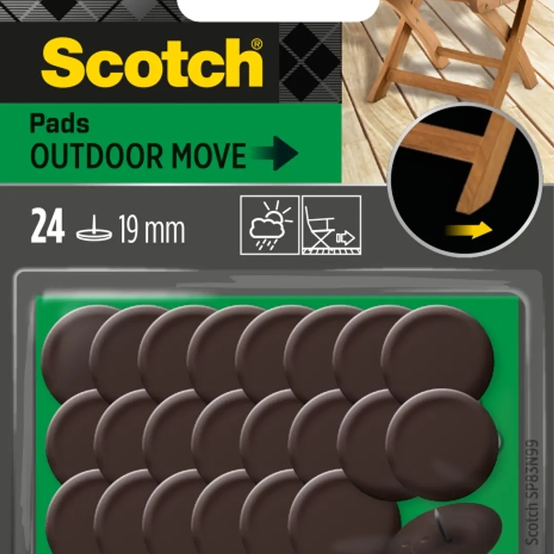 Scotch Pack de 24 Patines Deslizantes con Clavo - Diametro de 19mm - Uso en Exterior - Color Marron 1