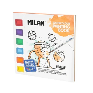 Milan Sport Cuaderno para Colorear con Acuarelas y Pincel - Tematica Deportes - 16 Paginas con Dibujos