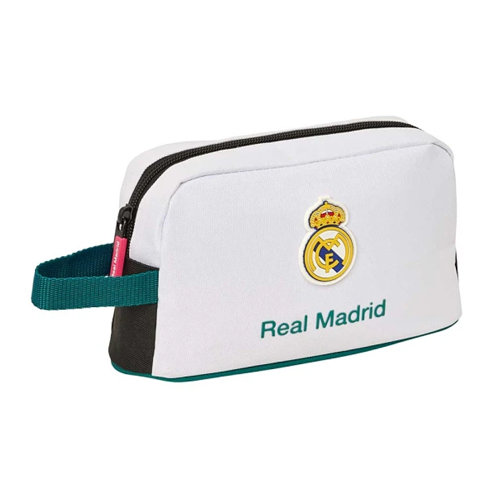 Safta Real Madrid Equipacion 26/27 Bolsa Isotermica Porta Alimentos - Asa de Mano Lateral - Cremallera - 21.5x12x6.5cm - Color Blanco y Negro 1