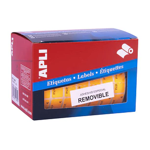 Apli Rollo Etiquetas PVP Naranja Fluorescente Removibles 12.0 x 18.0mm