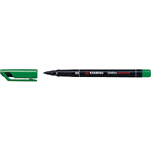 Stabilo OHPen Rotulador Permanente - Punta Media - Trazo de 1mm - Agarre Antideslizante - Tapon Ventilado - Color Verde
