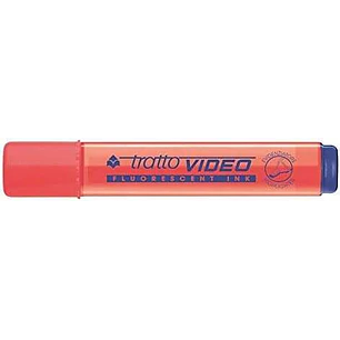 Tratto Video Marcador Fluorescente - Punta Biselada - Tinta Base de Agua - Secado Rapido - Color Rojo Fluorescente