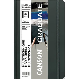 Canson Graduate Mix Media Cuaderno con 32 Hojas - 14x21.6cm - 220g - Grano Fino - Color Gris