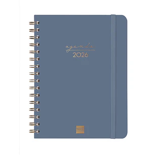 Finocam Alma Agenda en Catalan - Anual 2026 - con Espiral - Formato E10 - 172x19x220mm - Semana Vista Horizontal - Color Azul