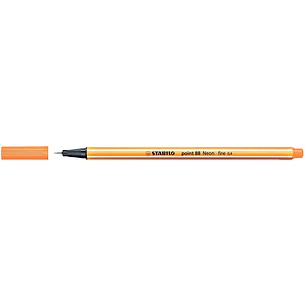 Stabilo Point 88 Rotulador de Punta Fina de Fibra - Trazo de 0.4 mm - Tinta con Base de Agua - Color Naranja Neon