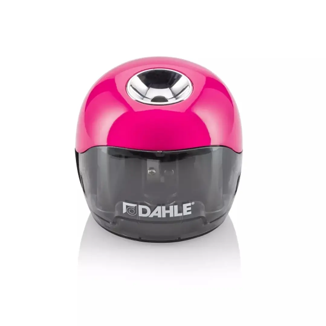 Dahle 250 Afilalapices Electrico - Para Lapices de Ø 8mm - Gran Deposito Transparente - Alimentacion con Pilas AA - Color Rosa 1