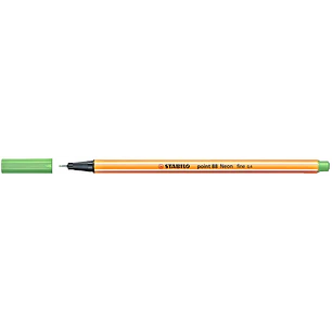 Stabilo Point 88 Rotulador de Punta Fina de Fibra - Trazo de 0.4 mm - Tinta con Base de Agua - Color Verde Neon