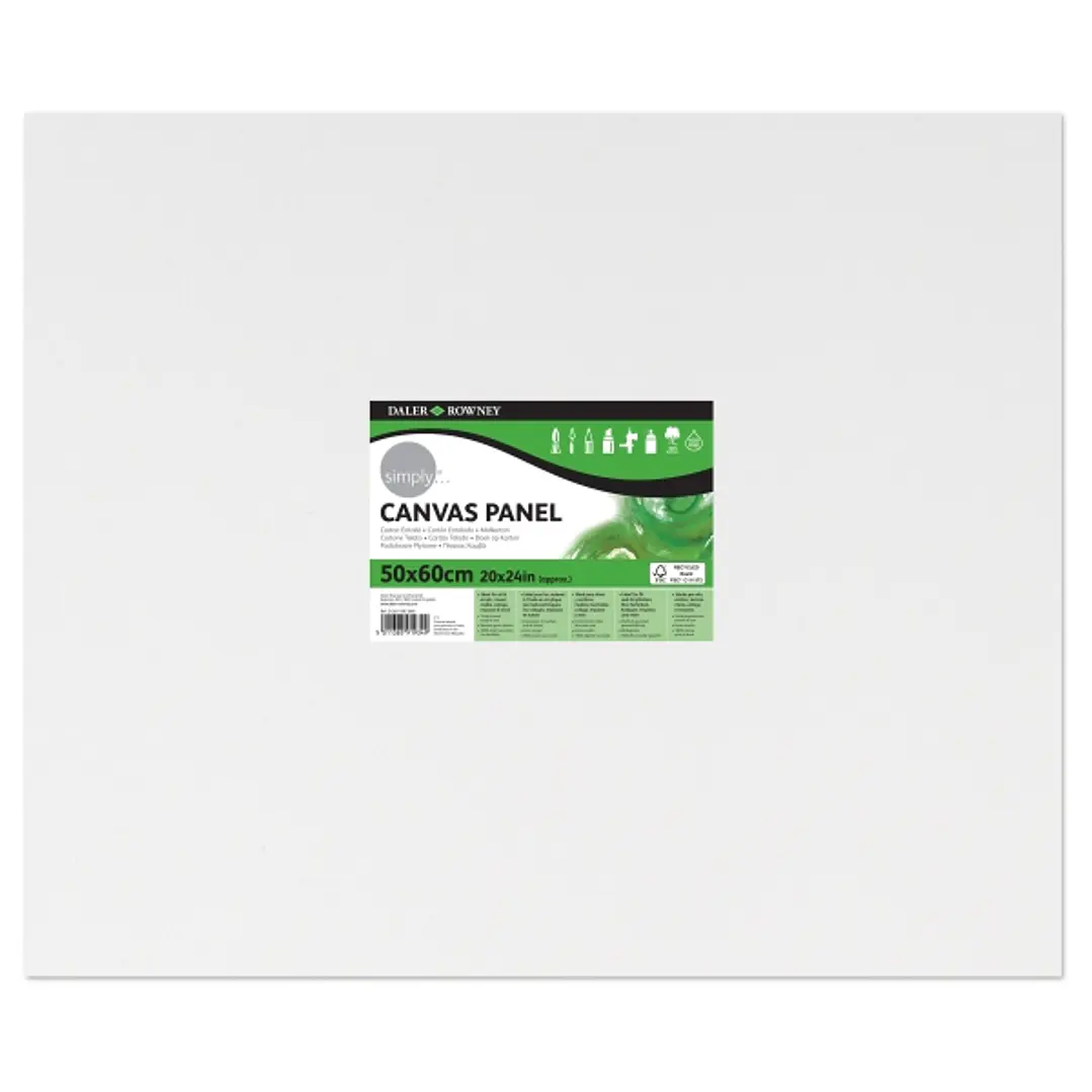 Daler Rowney Simply Carton Entelado - 250g - 50x60cm - Imprimacion Triple - Grano Medio - 100% Algodon sin Acido - 250g - Color Blanco 1