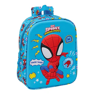 Safta Spidey Mochila Guarderia 3D - 6L - Cremallera - Asa de Mano - 22x27x10cm - Color Azul