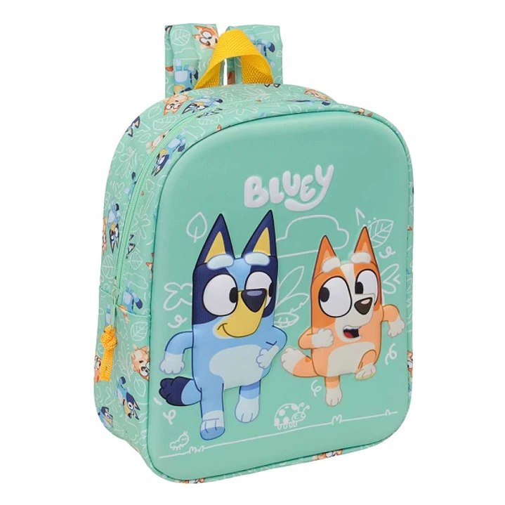 Safta Bluey Mochila Guarderia 3D - 6L - Cremallera - Asa de Mano - 22x27x10cm - Color Menta 1