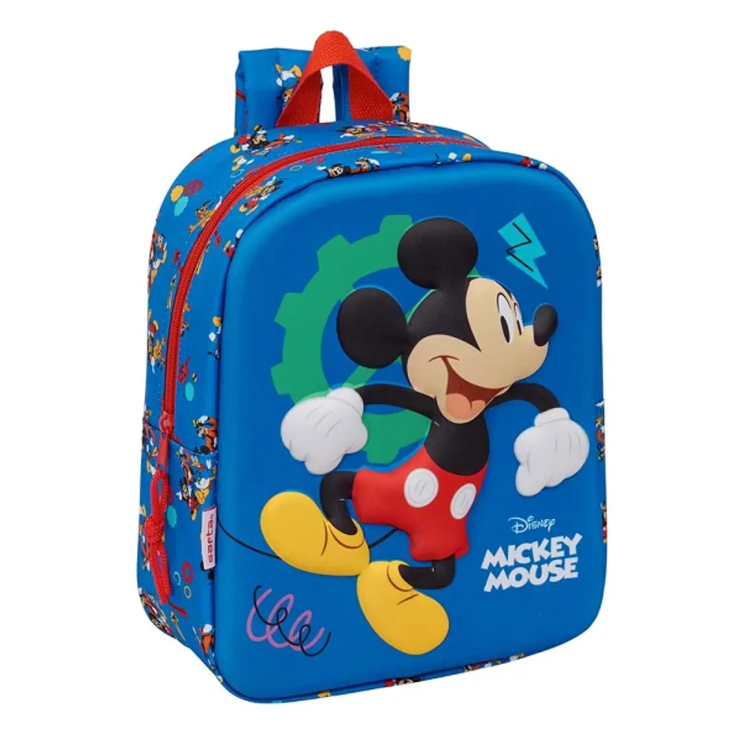 Safta Mickey Mouse Mochila Guarderia 3D - 6L - Cremallera - Asa de Mano - 22x27x10cm - Color Azul Oscuro 1