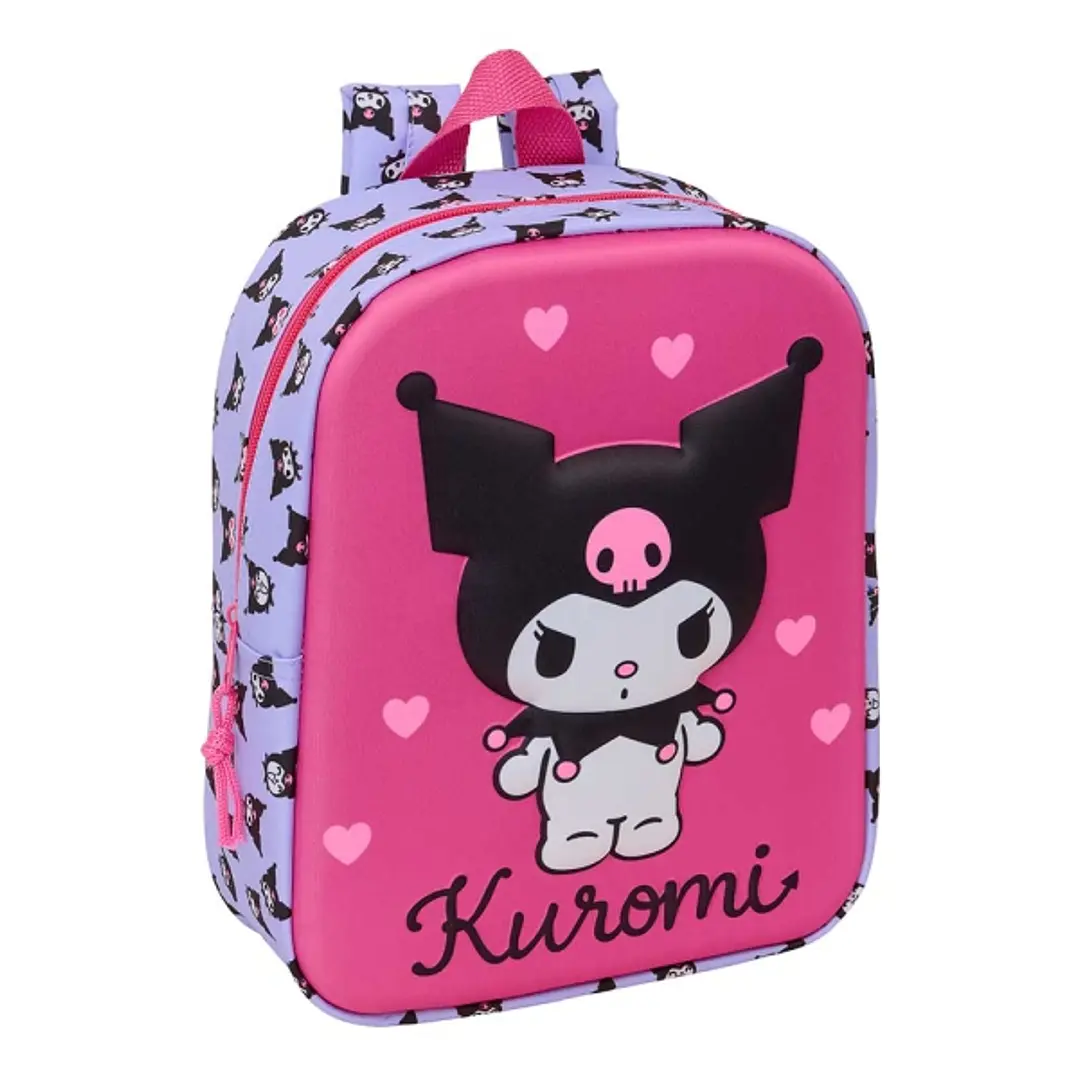 Safta Kuromi Mochila Guarderia 3D - 6L - Cremallera - Asa de Mano - 22x27x10cm - Color Magenta 1