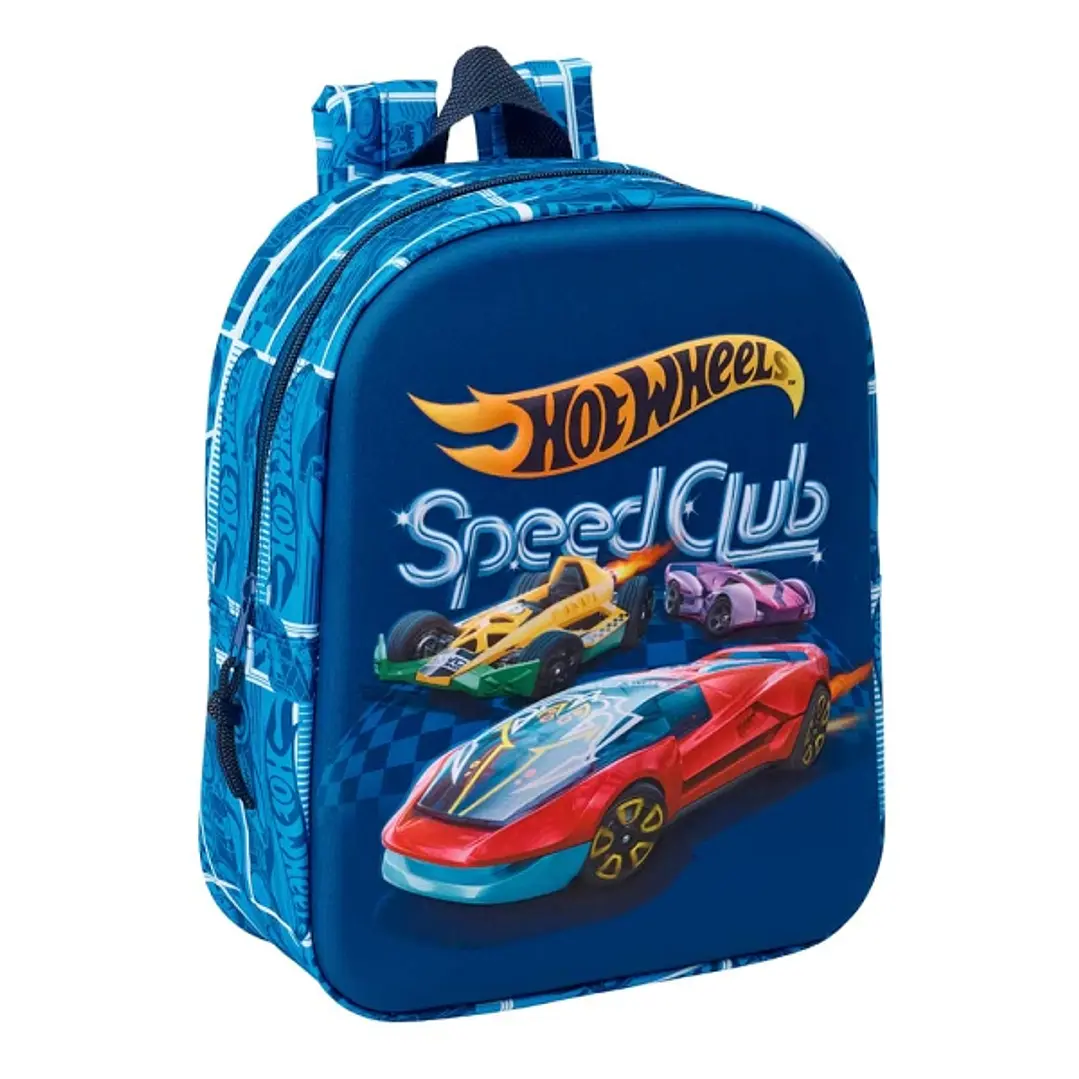 Safta Hot Wheels Mochila Guarderia 3D - 6L - Cremallera - Asa de Mano - 22x27x10cm - Color Azul Marino 1