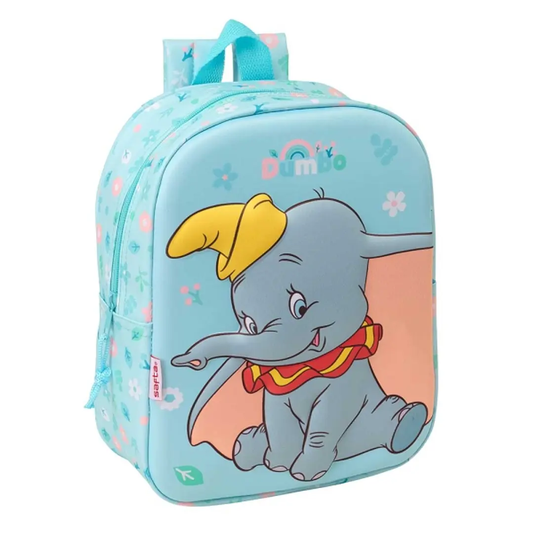 Safta Dumbo Mochila Guarderia 3D - 6L - Cremallera - Asa de Mano - 22x27x10cm - Color Azul Pastel 1