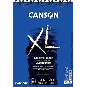 Canson Xl Mix Media Bloc de Dibujo Acuarela de 30 Hojas A4 - Grano Medio - Microperforado Espiral - 21x29.7cm - 300g - Color Blanco