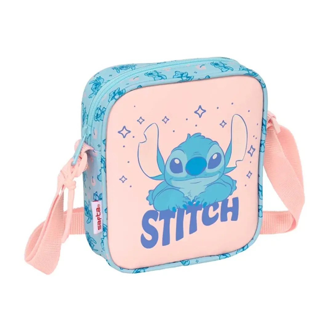 Safta Stitch Ohana Bolsito con Bandolera - 1L - Ideal para Uso Diario - 160x40x180mm - Color Azul Claro 1