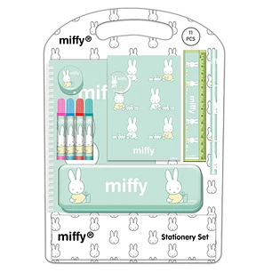 Safta Miffy Buddy Pack Escolar con Plumier Metalico - Lapiz - 4 Rotuladores - Regla 15cm - Sacapuntas - Goma - Libreta A4 - Bloc de Notas A6 - 270x30x
