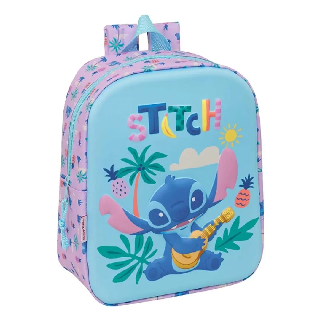 Safta Stitch Mochila Guarderia 3D - 6L - Cremallera - Asa de Mano - 22x27x10cm - Color Azul Pastel 1
