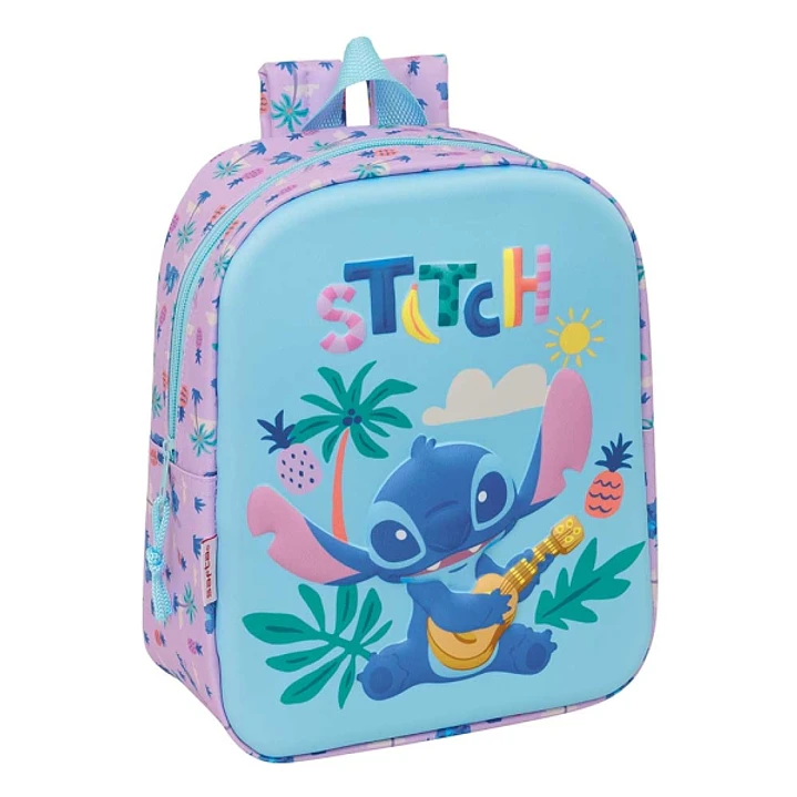 Safta Stitch Mochila Guarderia 3D - 6L - Cremallera - Asa de Mano - 22x27x10cm - Color Azul Pastel 1
