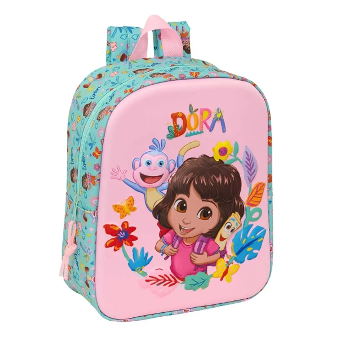 Safta Dora Mochila Guarderia 3D - 6L - Cremallera - Asa de Mano - 22x27x10cm - Color Turquesa Claro 1