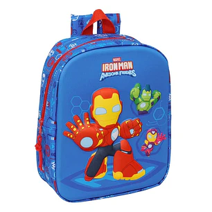 Safta Iron Man Mochila Guarderia 3D - 6L - Cremallera - Asa de Mano - 22x27x10cm - Color Azul Oscuro