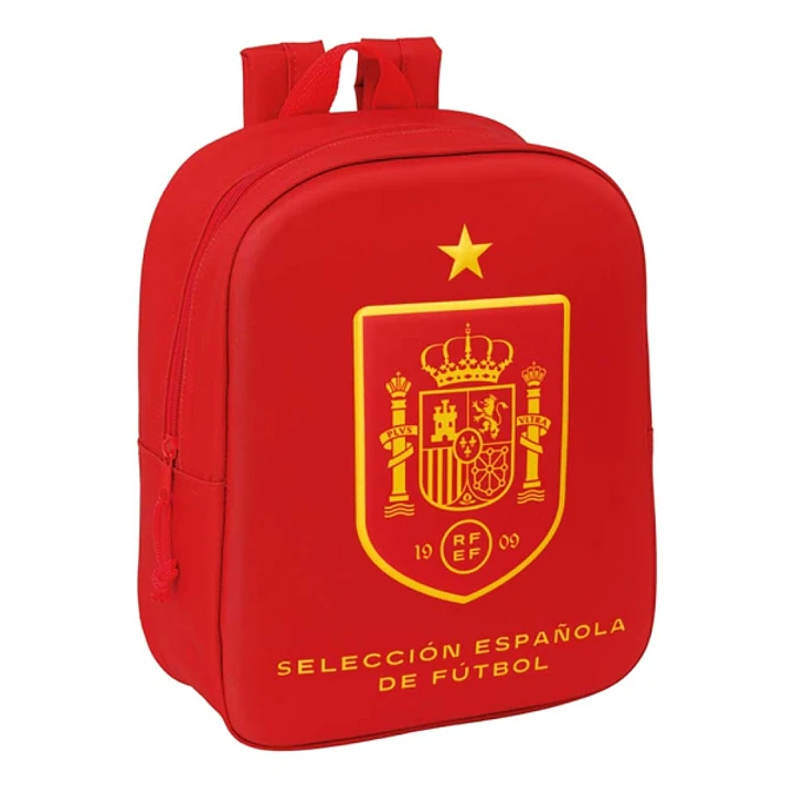 Safta Seleccion Espanola de Futbol Mochila Guarderia 3D - 6L - Cremallera - Asa de Mano - 22x27x10cm - Color Rojo 1