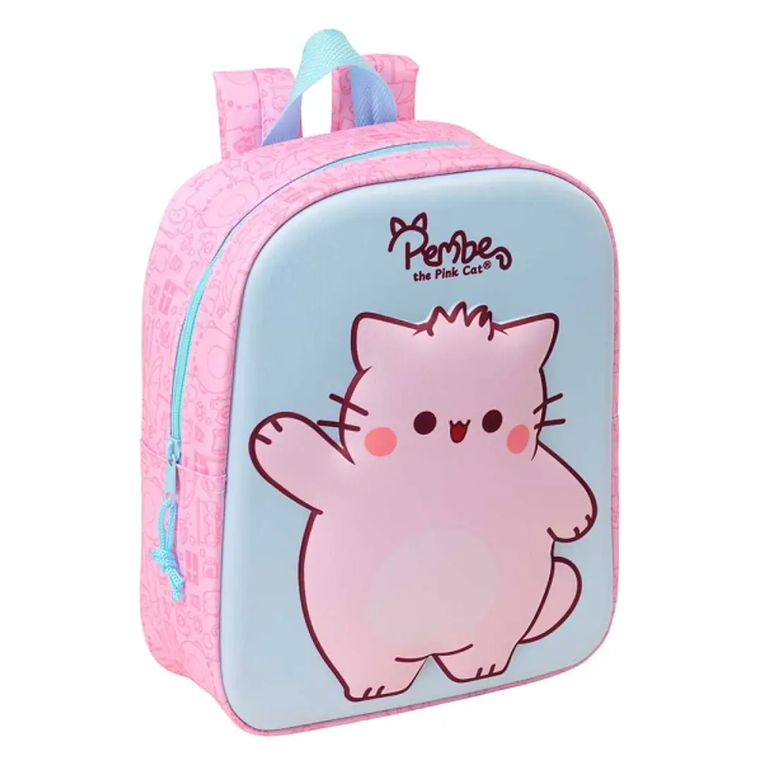 Safta Pembe Mochila Guarderia 3D - 6L - Cremallera - Asa de Mano - 22x27x10cm - Color Rosa Pastel 1