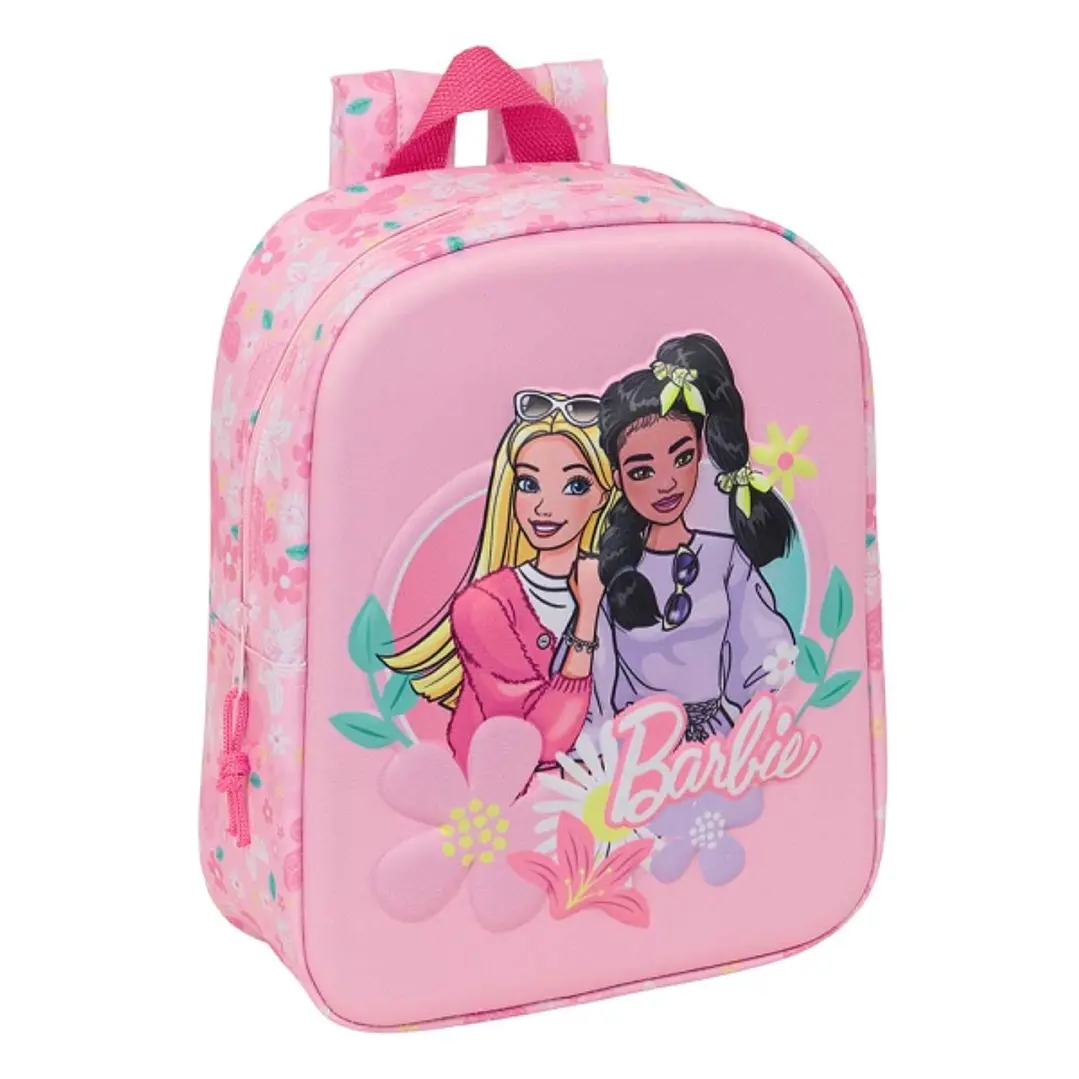 Safta Barbie Mochila Guarderia 3D - 6L - Cremallera - Asa de Mano - 22x27x10cm - Color Rosa 1