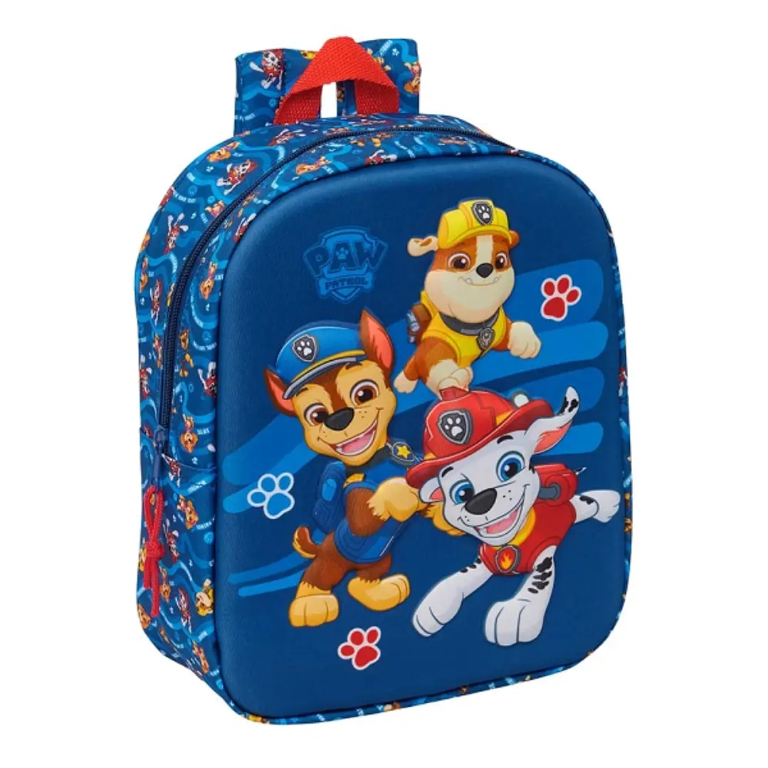 Safta Paw Patrol Mochila Guarderia 3D - 6L - Cremallera - Asa de Mano - 22x27x10cm - Color Azul Oscuro 1