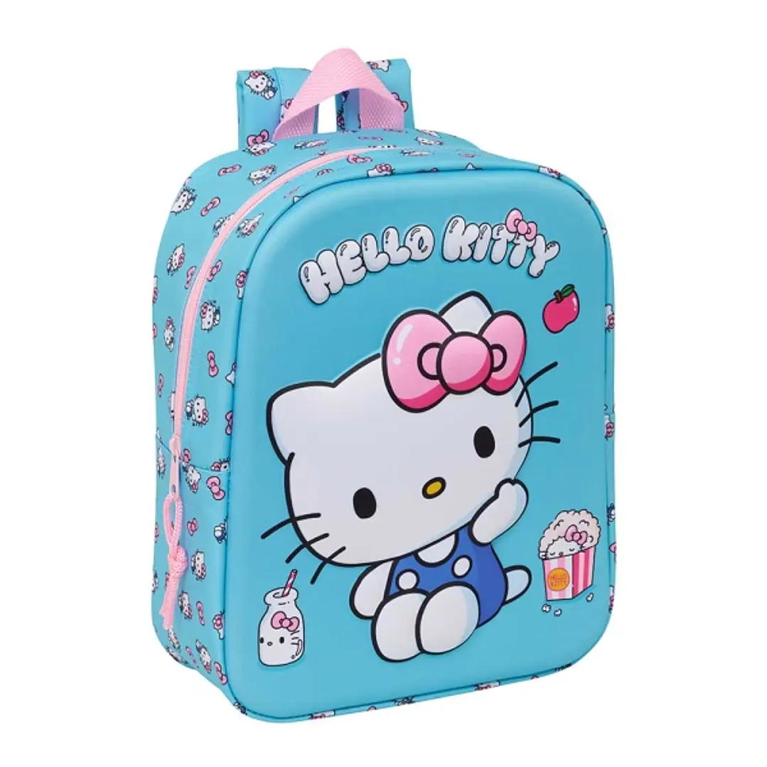 Safta Hello Kitty Mochila Guarderia 3D - 6L - Cremallera - Asa de Mano - 22x27x10cm - Color Azul Claro 1