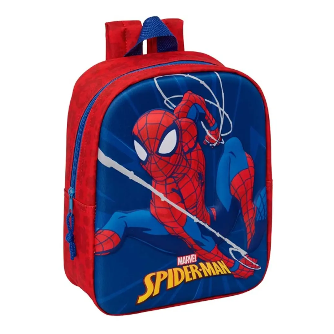 Safta Spider-Man Mochila Guarderia 3D - 6L - Cremallera - Asa de Mano - 22x27x10cm - Color Rojo y Azul 1