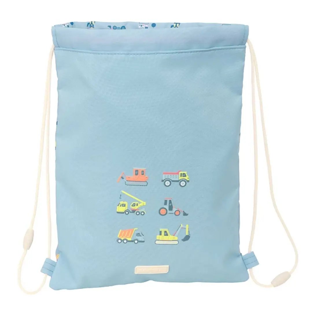Safta Gruas Saco Plano - Bolsillo con Cremallera - Cierre con Cordones - 3L - Seguridad Garantizada - 260x10x340mm - Color Azul Claro 1