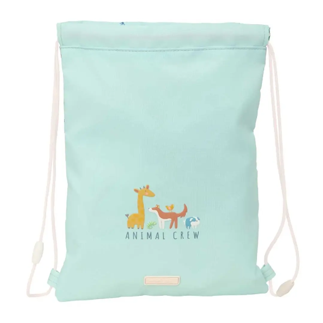 Safta Pandi Saco Plano - Bolsillo con Cremallera - Cierre con Cordones - 3L - 260x10x340mm - Color Menta 1