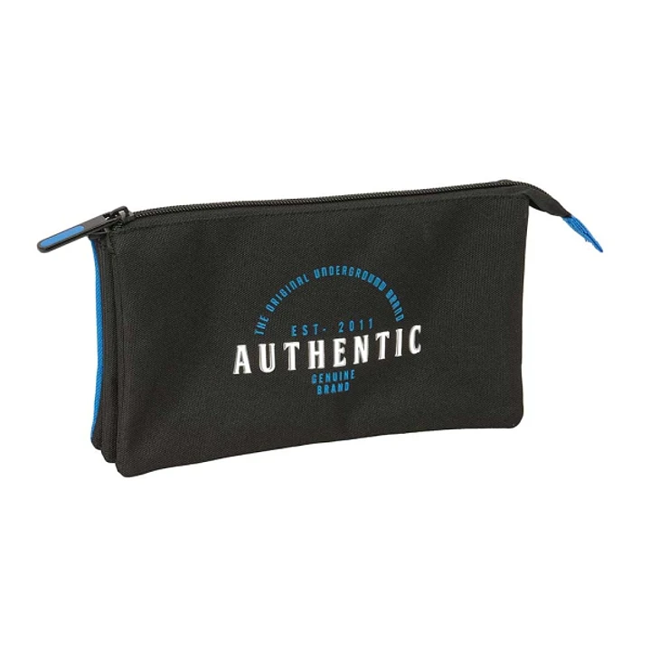 Safta Blackfit8 Underground Portatodo - 3 Compartimentos con Cremalleras - Bolsillo Interior - 0.60L - 220x30x120mm - Color Negro y Azul 1